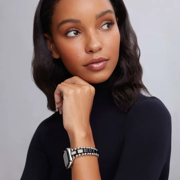 LAGOS Smart Caviar Black Ceramic Half Diamond Watch Bracelet3845mm Bracelets