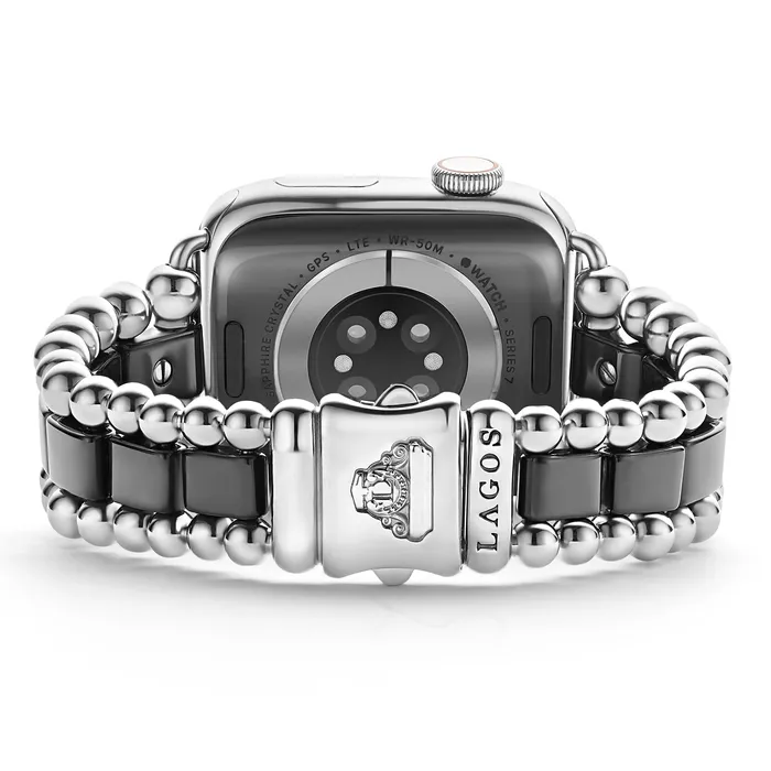 LAGOS Smart Caviar Black Ceramic Half Diamond Watch Bracelet3845mm Bracelets