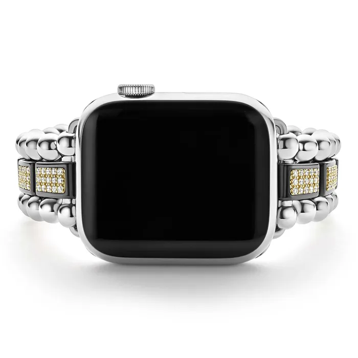 LAGOS Smart Caviar Black Ceramic Half Diamond Watch Bracelet3845mm Bracelets