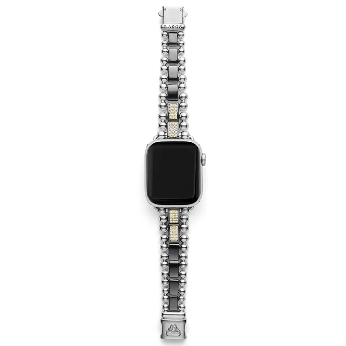LAGOS Smart Caviar Black Ceramic Half Diamond Watch Bracelet3845mm Bracelets