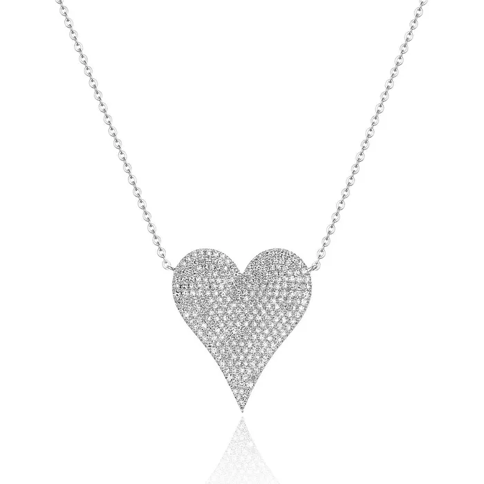 Large Diamond Pav Heart Polachecks Collection Necklaces