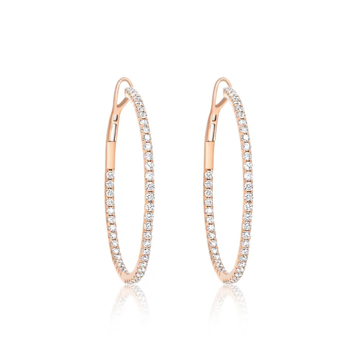 Large Inside Outside Diamond Hoop Earrings Polachecks Collection Earrings