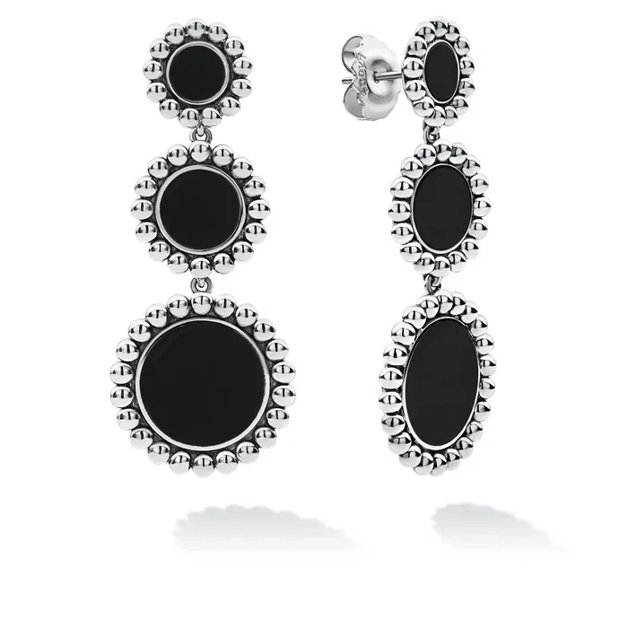 Maya Three Onyx Circle Drop Earrings LAGOS Earrings