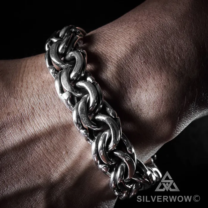 Mexican Garibaldi Link Mens Bracelet silverwow Bracelets