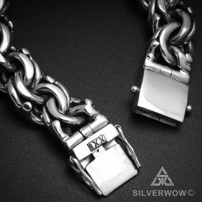 Mexican Garibaldi Link Mens Bracelet silverwow Bracelets