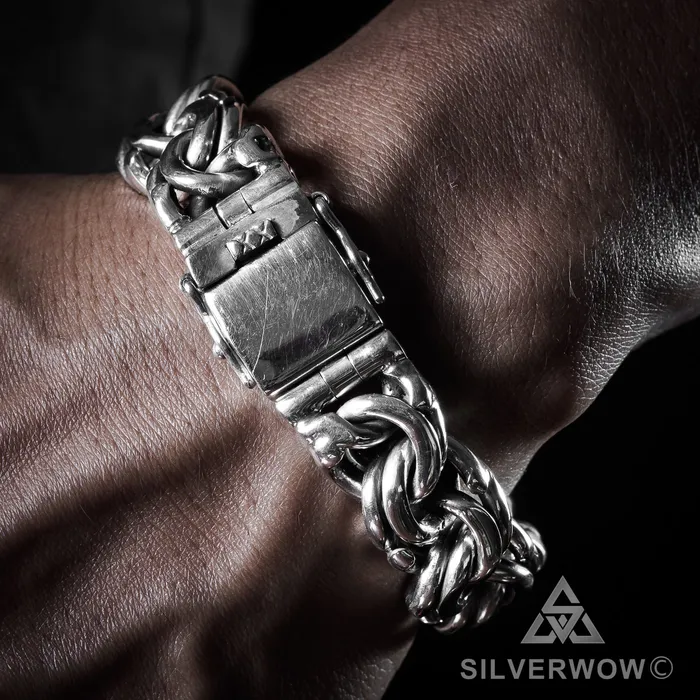 Mexican Garibaldi Link Mens Bracelet silverwow Bracelets