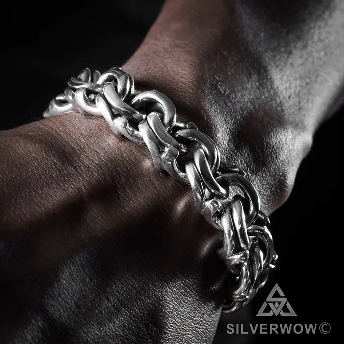 Mexican Garibaldi Link Mens Bracelet silverwow Bracelets