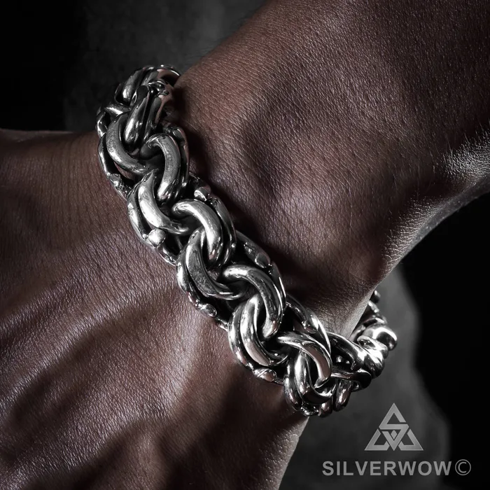 Mexican Garibaldi Link Mens Bracelet silverwow Bracelets
