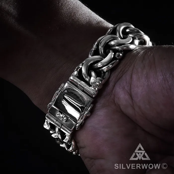 Mexican Garibaldi Link Mens Bracelet silverwow Bracelets
