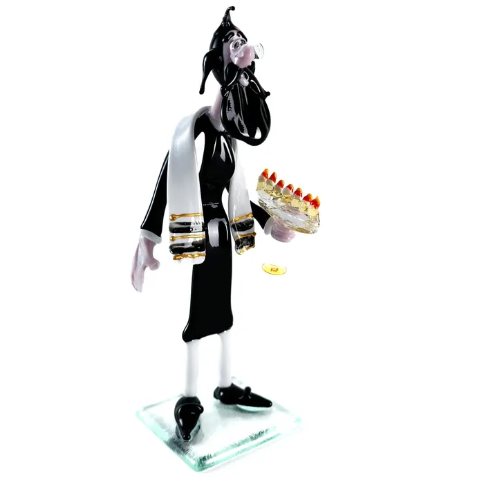 MuranoVItrum Earrings Menorah Rabbi glass figurine