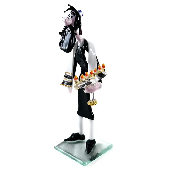 MuranoVItrum Earrings Menorah Rabbi glass figurine