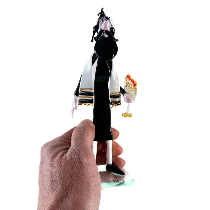 MuranoVItrum Earrings Menorah Rabbi glass figurine