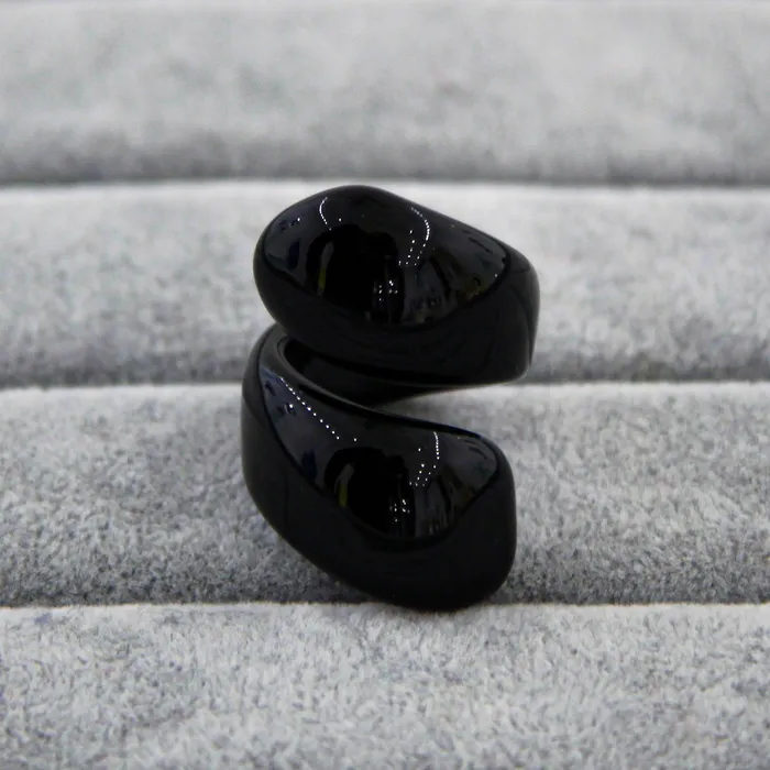 MuranoVItrum Rings Black Ring Handmade Spiral Murano Glass