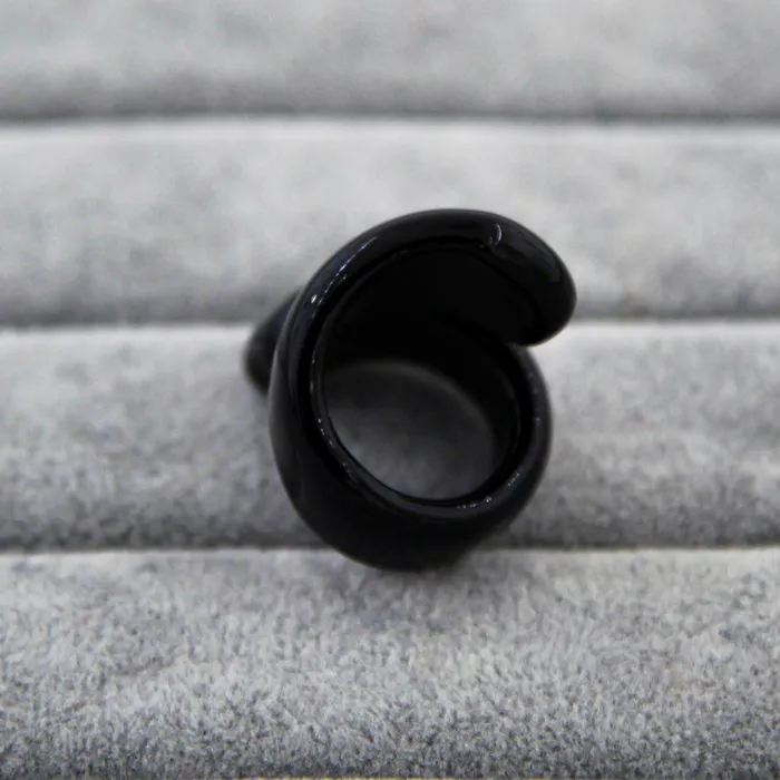 MuranoVItrum Rings Black Ring Handmade Spiral Murano Glass MuranoVItrum Rings Black Ring Handmade Spiral Murano Glass