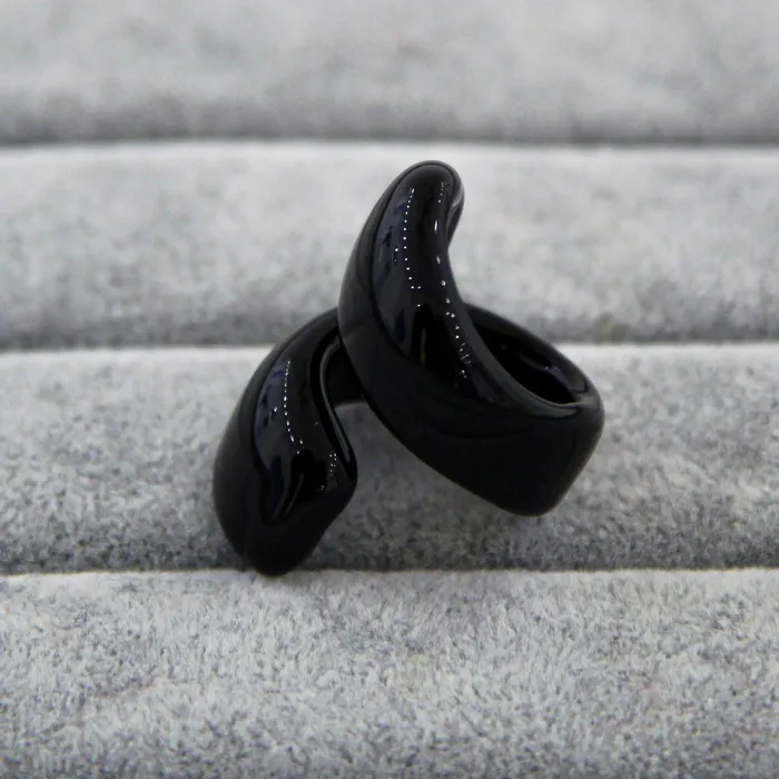 MuranoVItrum Rings Black Ring Handmade Spiral Murano Glass MuranoVItrum Rings Black Ring Handmade Spiral Murano Glass