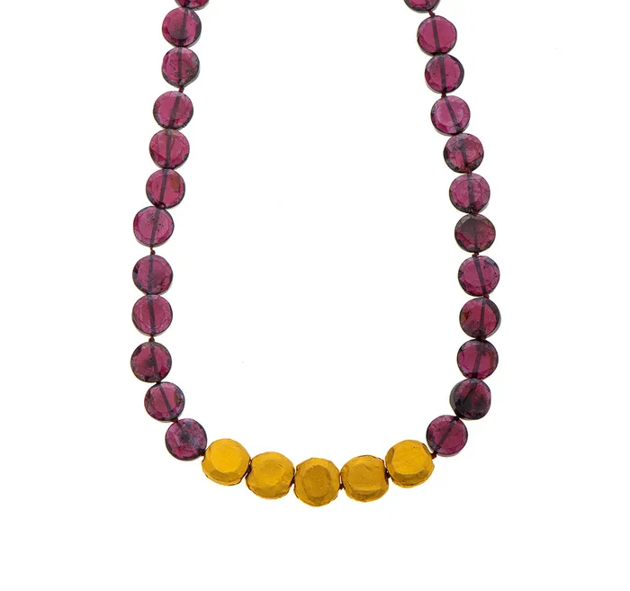 Nava Zahavi Yellow Gold Garnet Coin Necklace Nava Zahavi Necklaces