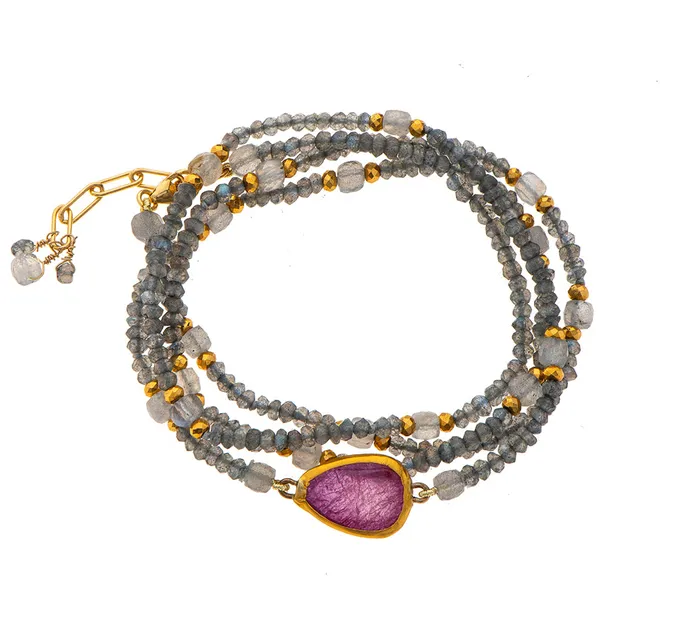 Nava Zahavi Yellow Gold Labradorite and Sapphire Bracelet Nava Zahavi Bracelets Nava Zahavi Yellow Gold Labradorite and Sapphire Bracelet Nava Zahavi Bracelets