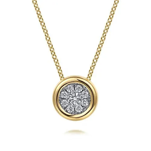 Necklaces 14K WhiteYellow Gold Diamond Cluster Pendant Necklace GABRIEL CO