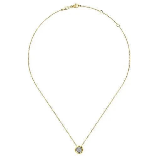 Necklaces 14K WhiteYellow Gold Diamond Cluster Pendant Necklace GABRIEL CO