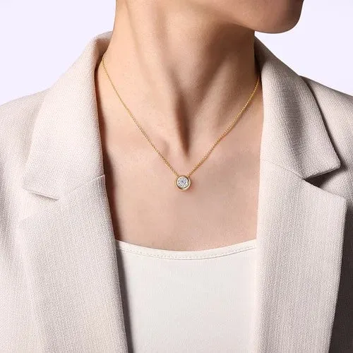 Necklaces 14K WhiteYellow Gold Diamond Cluster Pendant Necklace GABRIEL CO