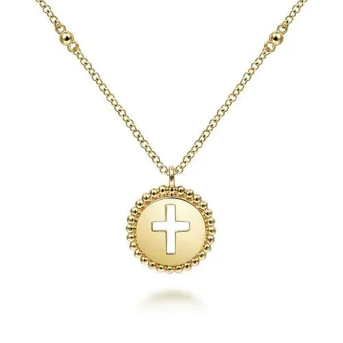 Necklaces 14K Yellow Gold Bujukan Cross Pendant Necklace GABRIEL CO