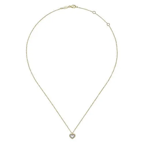 Necklaces 14K Yellow Gold Bujukan Diamond Pave Heart Pendant Necklace GABRIEL CO Necklaces 14K Yellow Gold Bujukan Diamond Pave Heart Pendant Necklace GABRIEL CO