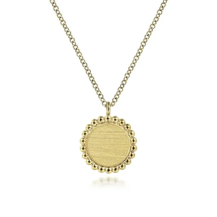 Necklaces 14K Yellow Gold Round Pendant Necklace with Bujukan Bead Frame GABRIEL CO Necklaces 14K Yellow Gold Round Pendant Necklace with Bujukan Bead Frame GABRIEL CO