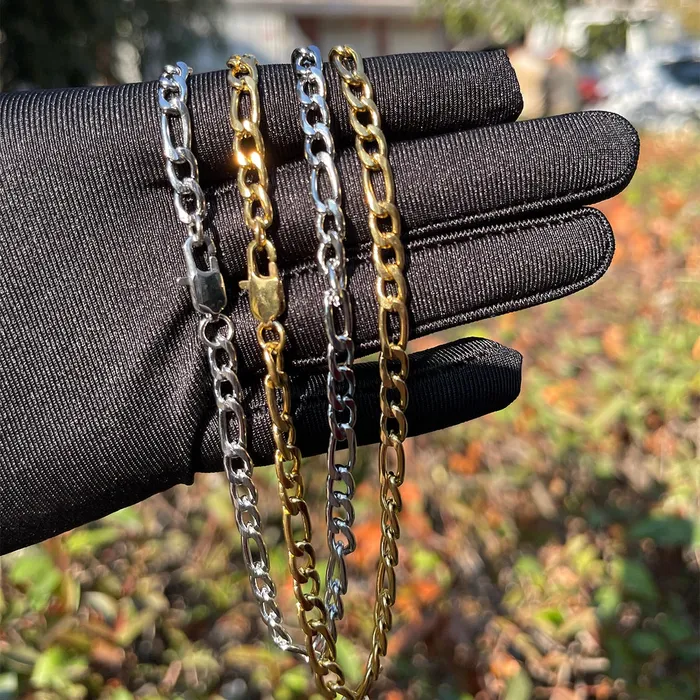 Necklaces 5MM Stainless Steel Figaro Class Chain Necklace Stainless Steel