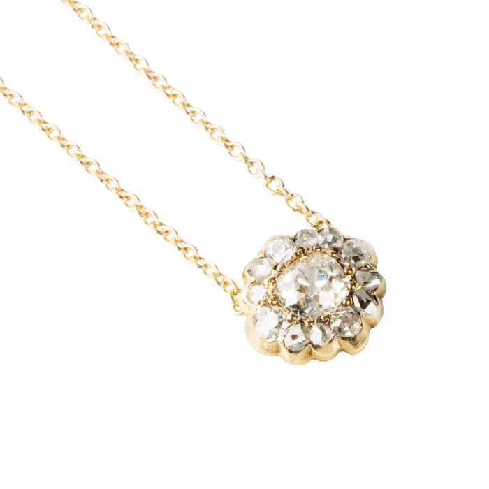 Necklaces Antique Diamond Cluster Necklace Bell Bird