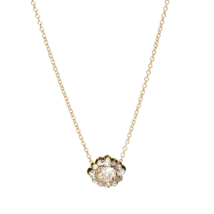 Necklaces Antique Diamond Cluster Necklace Bell Bird