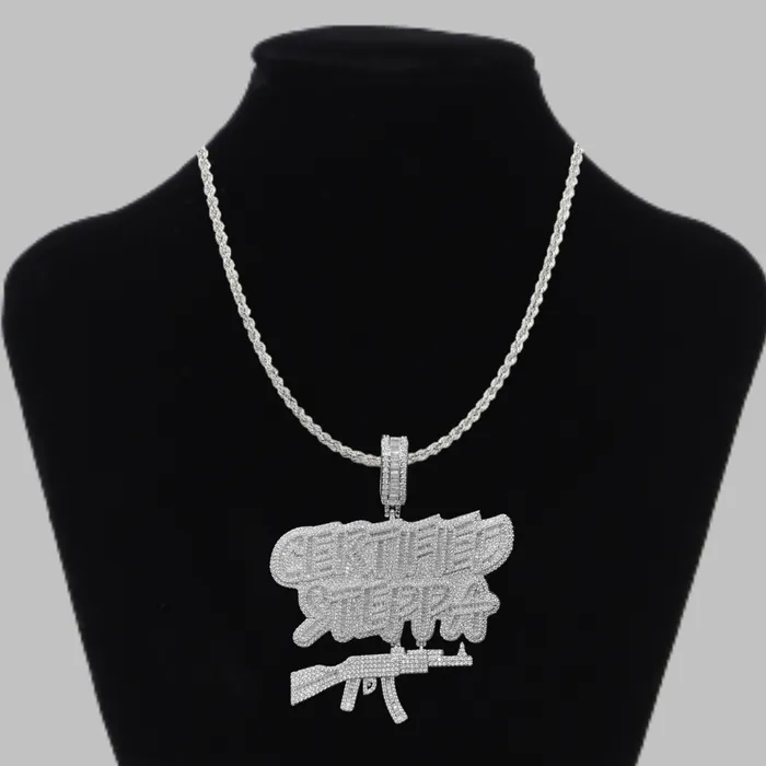 Necklaces CERTIFIED STEPPA Certified Steppa Iced Out Letter Diamond Pendant Necklace Necklaces CERTIFIED STEPPA Certified Steppa Iced Out Letter Diamond Pendant Necklace