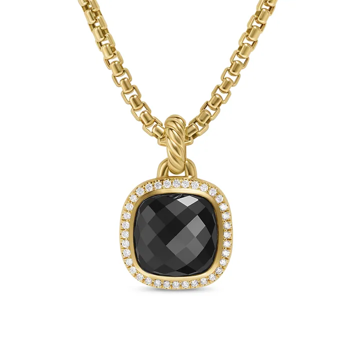 Necklaces David Yurman Albion Pendant in 18K Yellow Gold with Black Onyx and Diamonds 11mm Necklaces David Yurman Albion Pendant in 18K Yellow Gold with Black Onyx and Diamonds 11mm