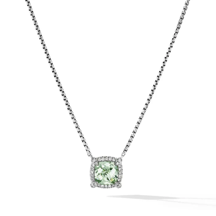 Necklaces David Yurman Petite Chatelaine Pav Bezel Pendant Necklace in Sterling Silver with Prasiolite and Diamonds 7mm Necklaces David Yurman Petite Chatelaine Pav Bezel Pendant Necklace in Sterling Silver with Prasiolite and Diamonds 7mm