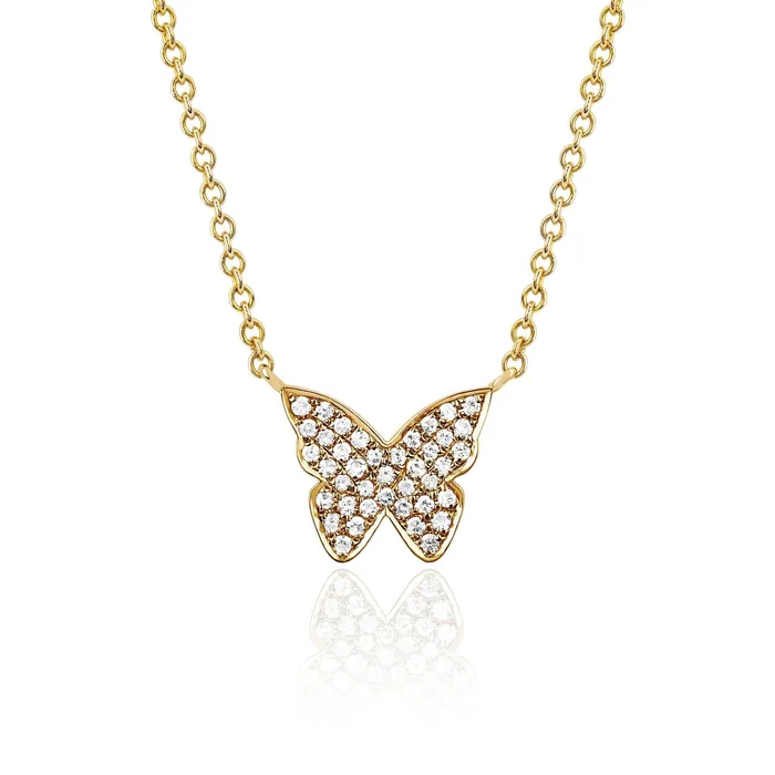 Necklaces EF COLLECTION Diamond Butterfly Necklace