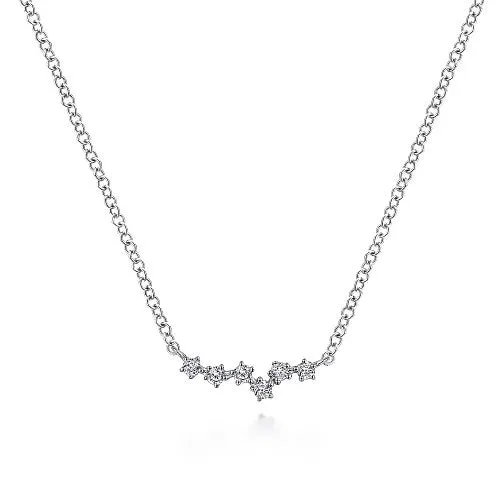 Necklaces GABRIEL CO 14K White Gold Diamond Constellation Bar Necklace