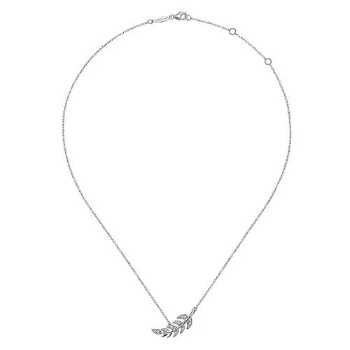 Necklaces GABRIEL CO 14K White Gold Diamond Leaf Pendant Necklace