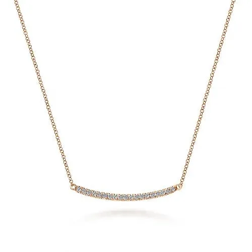 Necklaces GABRIEL CO 18 inch 14K Rose Gold Diamond Pave Curved Bar Necklace Necklaces GABRIEL CO 18 inch 14K Rose Gold Diamond Pave Curved Bar Necklace