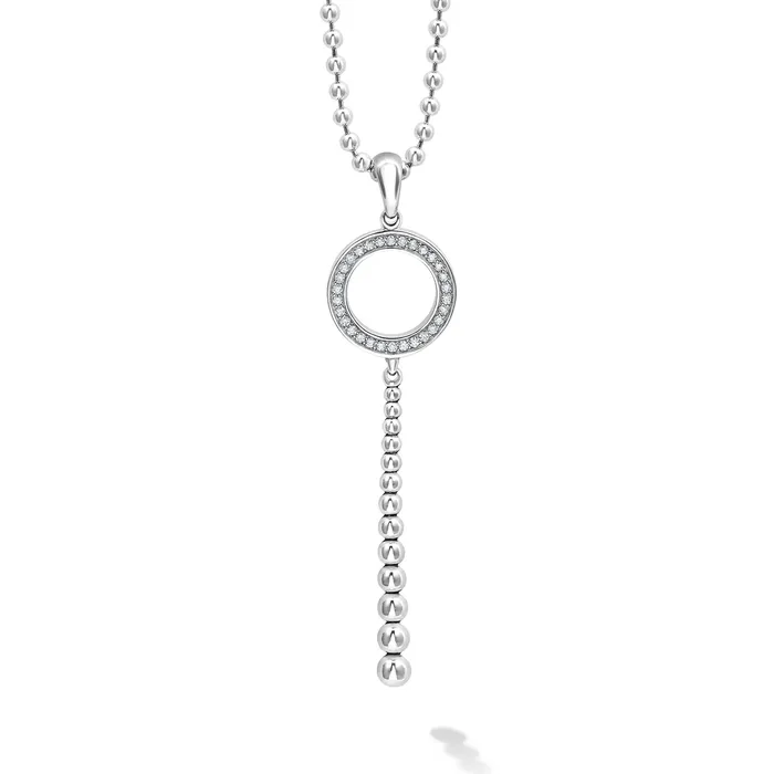 Necklaces LAGOS Caviar Spark Drop Circle Diamond Pendant Necklace