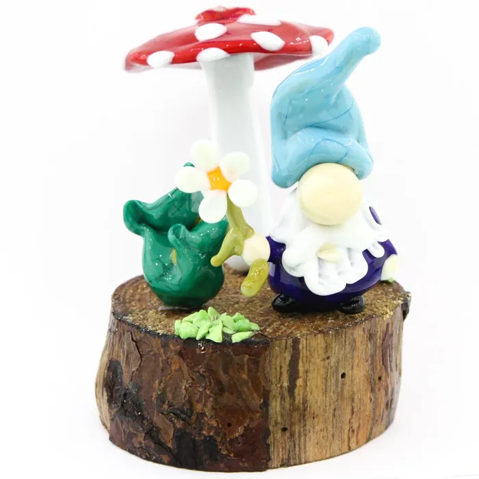 Necklaces MuranoVItrum Gnome on wooden base with red mushroom Necklaces MuranoVItrum Gnome on wooden base with red mushroom