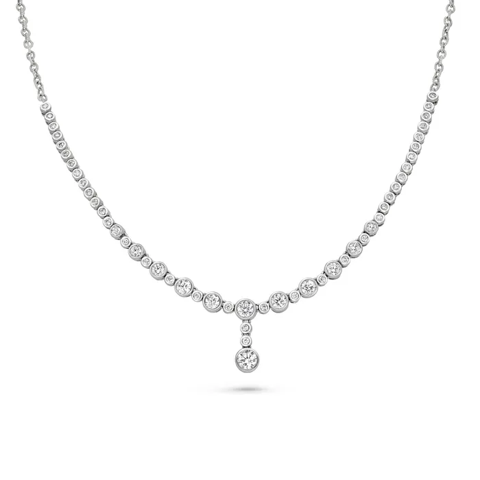 Necklaces Polachecks Collection Bezel Set Diamond Drop Necklace