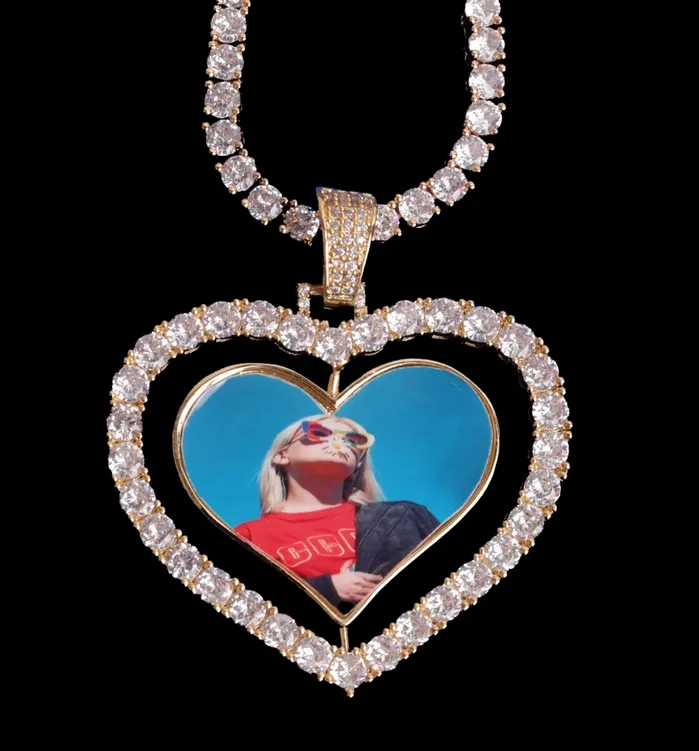 Necklaces Rotating Heart Rotating DoubleSided Heart Custom Photo Picture Pendant Necklace Necklaces Rotating Heart Rotating DoubleSided Heart Custom Photo Picture Pendant Necklace