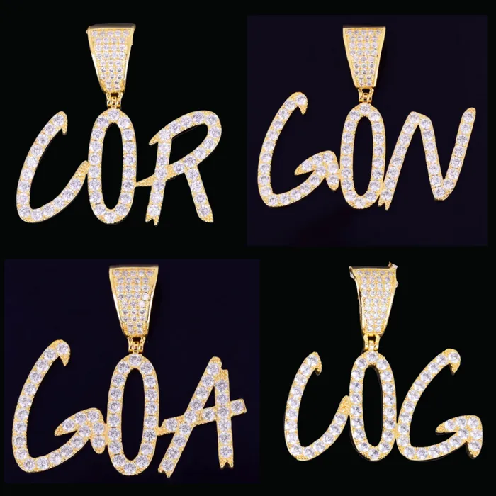 Necklaces Sharp Cursive Iced Out Personalized Custom Name Necklace Pendant SHARP