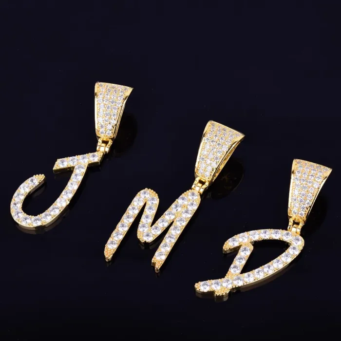 Necklaces Sharp Cursive Iced Out Personalized Custom Name Necklace Pendant SHARP