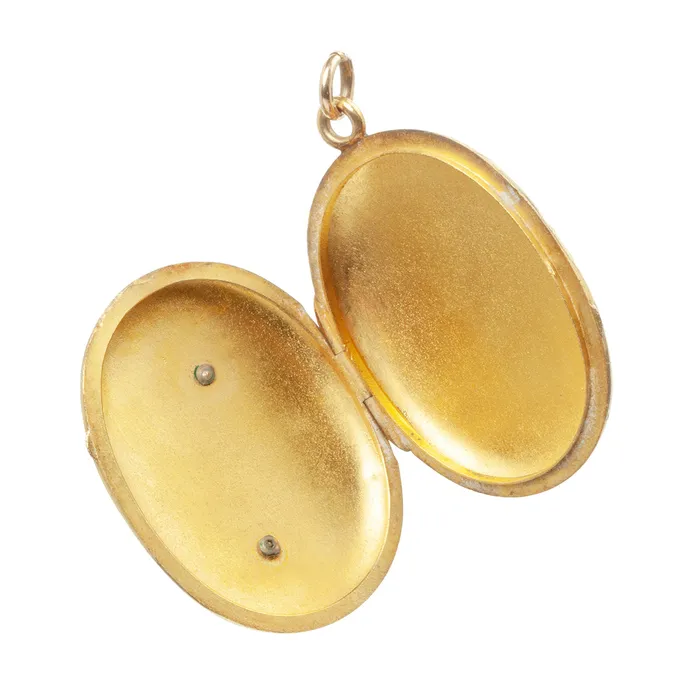 Necklaces Victorian Era Gold Anchor Locket for Hope Bell Bird Antiques