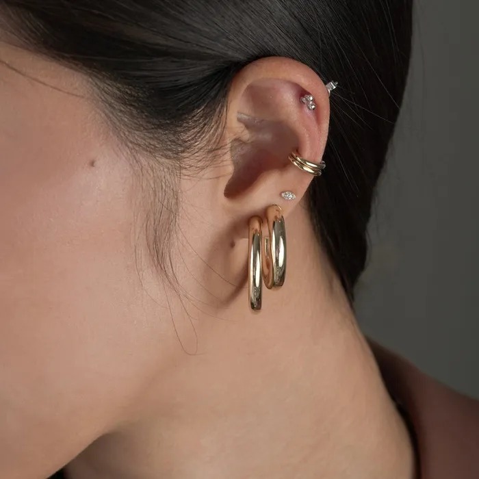 NicoleHD Jewelry 14k Gold 4mm Light Weight Hoop Earring With A Post Earrings
