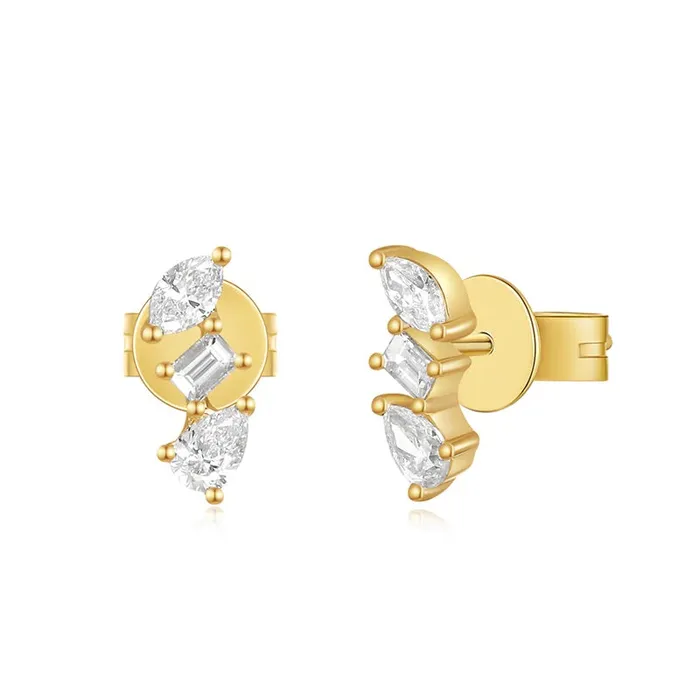 NicoleHD Jewelry Earrings Pear Marquise And Baguette Diamond Stud