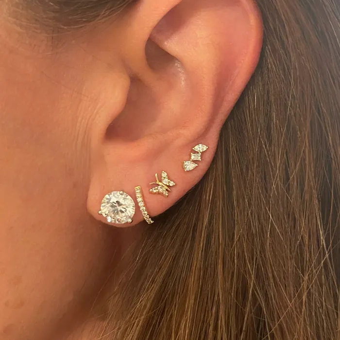 NicoleHD Jewelry Earrings Pear Marquise And Baguette Diamond Stud