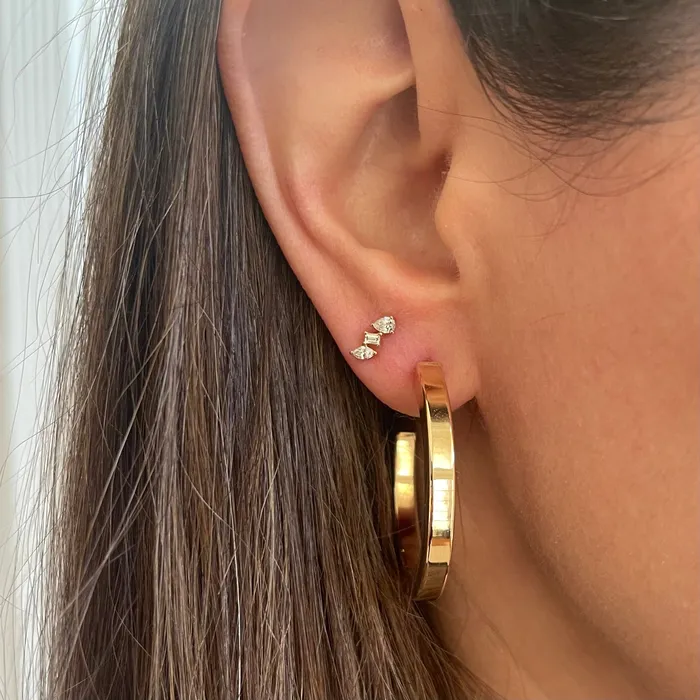 NicoleHD Jewelry Earrings Pear Marquise And Baguette Diamond Stud