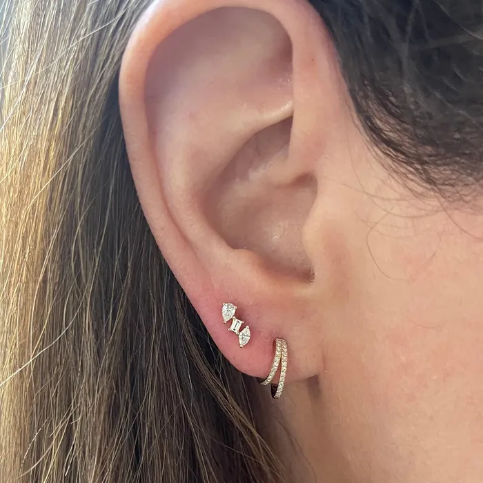 NicoleHD Jewelry Earrings Pear Marquise And Baguette Diamond Stud