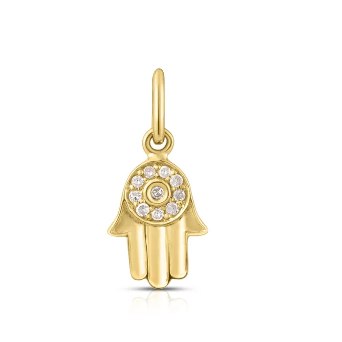 NicoleHD Jewelry Pav Diamond Hamsa Hand Charm Charm Necklaces
